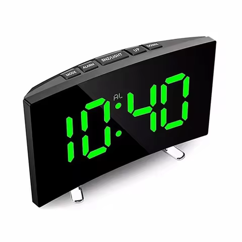 Mirror Digital Alarm Clock Temperature Date Night Mode Snooze USB Powered Always On Table Clock 12/2