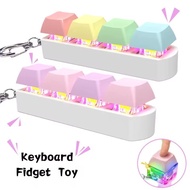 Keyboard Fidget Toy with LED Light Keyboard Fidget Keychain 4-in-1 Keyboard Decompression Button Toy