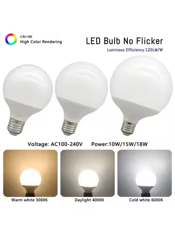 2-6PCS Big LED Bulb E27 AC 100-240V G80 G95 G120 3000K 4000K 6000K Energy Saving Global Light Lampad