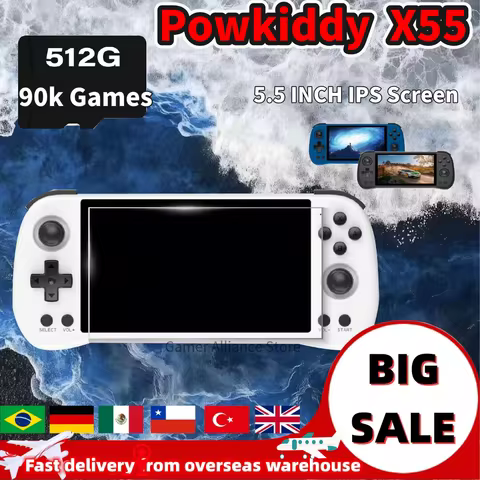 POWKIDDY X55 Retro Handheld Game Console Video Game Consoles 5.5-inch IPS Screen Support Open Source