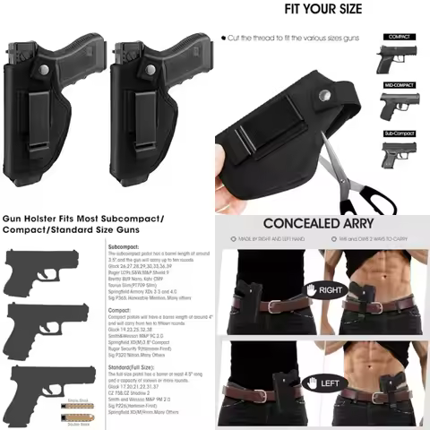 Upgrade Concealed Carry Gun Holster for Men Women, Universal IWB OWB Holster Right/Left Hand Draw Fi