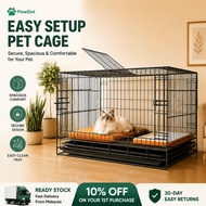 Foldable Pet Cage Dog Cat Rabbit Cage with Tray Large Space Heavy Duty Metal Sangkar Kucing Anjing 狗