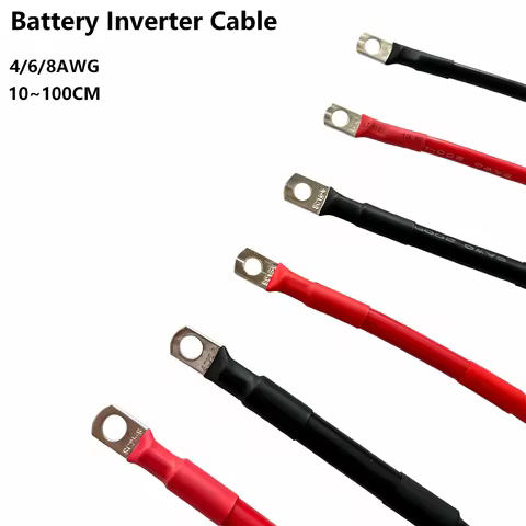 Car Battery Cable Silicone Wire With Lug Ring M8 Terminal Cable Black Red Wire 4AWG 6AWG 8AWG For In