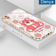 เคส Dienya สำหรับ Huawei Y9เคส2019ลายการ์ตูนหมีสตรอเบอรี่ใหม่กรอบสี่เหลี่ยมชุบผิวเคสนิ่มซิลิกาเจลกันกระแทกเคสมือถือรวมทุกเลนส์กล้องถ่ายรูปฝาครอบป้องกัน