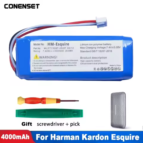 7.4V 4000mAh MLP713287-2S2P HK12 Replacement Battery For Harman Kardon Esquire Bluetooth Speaker Fre