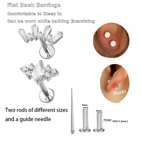 1 Pcs ASTM Titanium Helix Piercing Jewelry Cartilage Earrings for Women Flat Back Earrings Hypoaller