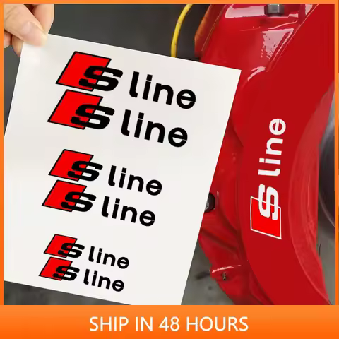 6pcs Car Goods Brake Caliper Sticker Heat Resistant Decals for Audi Sline A3 A4 B5 B6 A3 8P 8V 8L A5
