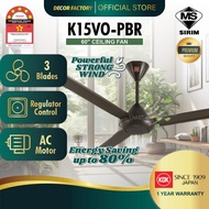 KDK Fan KDK K15VOPBR / K15VO-PBR 60'' 3 Blades 5 Speed Energy Saving Brown Regulator Ceiling Fan Kip