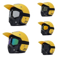 Jpn Retro Helmet Matte Yellow set Google Mask Long Hat Yellow