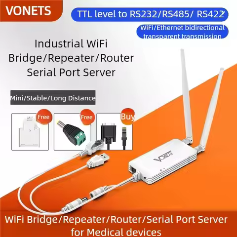 VONETS WiFi Serial Port Server/WiFi Bridge Repeater Wireless Router, Hotspot Signal Extender RS232 f