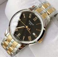 TISSOT T-Classic Dream 黑色面 金銀雙色鋼帶 羅馬 石英男錶 T0334102205301