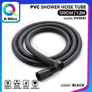 Q MALL (1.2m / 1.5m / 2m) BLACK PVC FLEXIBLE HOSE WITH BRASS NUT TUBE SHOWER HOSES HANDHELD REPLACEM