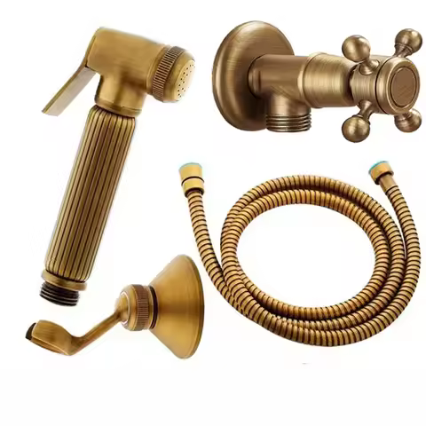 Antique Brass Handheld Bidet Spray Shower Set Copper Bidet Sprayer Lanos Toilet Bidet Faucet Lavator