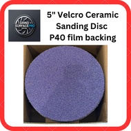 5" Velcro Ceramic Abrasive Sanding Disc Film backing 5inch 125mm P60 P80 deburring, polishing