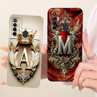 Tecno Camon 17 CG6 CG6j Case Tecno Camon 17 Cover Luxury A-Z Letters 2D Painted Silicone Casing