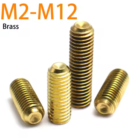 5-20PCS M2 M3 M4 M5 M6 M8 M10 M12 Brass Hex Socket Set Screws Allen Headless Grub Screws Metric Thre