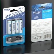 ถ่านชาร์จ BESTON AA 1.5V 2200MWH Type-c USB Li-ion Battery 4 ก้อน คุณภาพสูง ราคาถูก