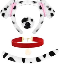 WGOCAUK 4 PCS Dalmatian Costume Kits, Dalmatian Ears Headband Nose Tail Choker for 101 Days of Schoo