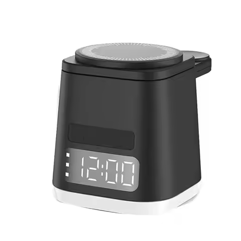 [A38F!NEW!】 3-In-1 Wireless Charging Station With Alarm Clock And Night Light For Phone And Watch, C