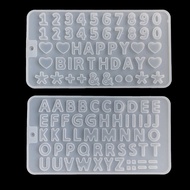 2 Pcs Alphabet Crystal Epoxy Resin Mold English Letters Number Pendant Keychain Casting Silicone Mould DIY Crafts Mold