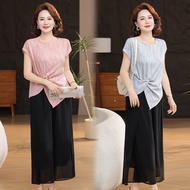 Outfit Set Women Co Ord Set Clothes Ladies Suit 2 Piece For Mother's clothes Thin Summer Short Sleev