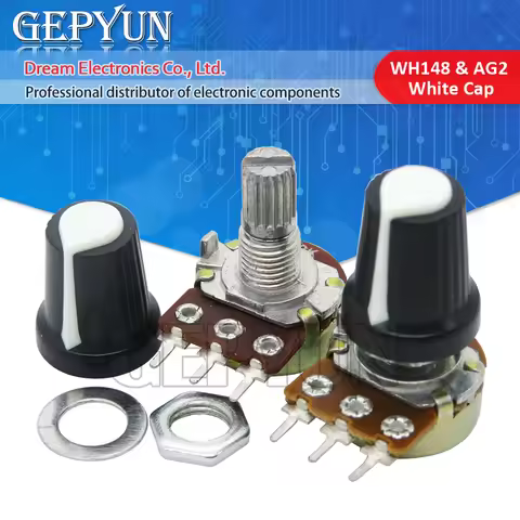 1 Sets WH148 1K 10K 20K 50K 100K 500K Ohm 15mm 3 Pin Linear Taper Rotary Potentiometer Resistor For 