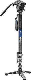 Leofoto MV-324CL+BV-10 Extra Tall Carbon Fiber Flip Lock Pro Video Camera Monopod + Arca/RRS Compatible Head +Tripod Stand Max Load 22lb, 1600mm
