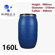 [USED] 160L Plastic Drum / Open Top / Blue / Tong Biru (1unit per order)