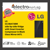LG GS-B6473BM side-by-side-fridge  with Smart Inverter  Compressor in Black  Glass Mirror 647L