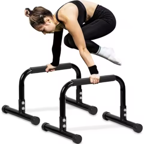 14'' High Steel Push Up Bar with Full Coverage Foam Handle for L-Sit Dips Home Gym Calisthenics Work