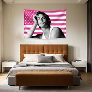 1pc,Pink-White Striped Background With Star Motifs Features Ian Somerhalder (Damon Salvatore In )Pos