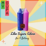 UNGU LILIN Advent Candles, 4 Sticks, 12 Cm Long, Pink & Purple