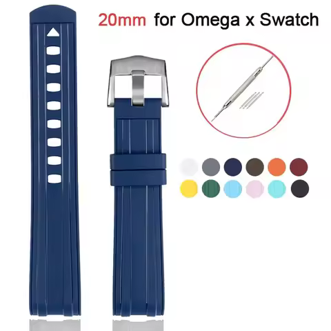 Curved End Rubber Strap for Omega x Swatch Moonswatch for Seamaster 300 Sport Waterproof Men tpu Rep