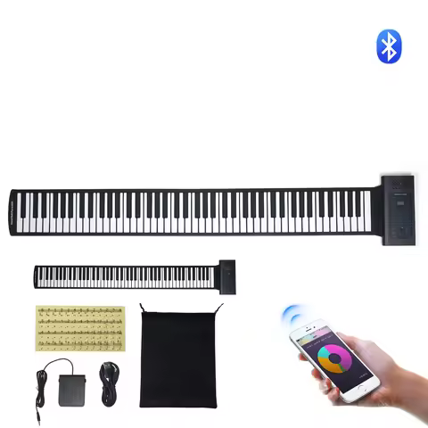 SucceBuy 88 Keys Roll Up Piano 128 Rhythms & Tones Portable Electric Digital Hand Roll Piano for Beg