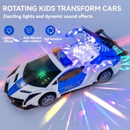 Toy Car Police Car Vehicle with LED Light Music Deformation Rotating Car Educational Toy Gifts Defor