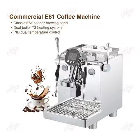 ITOP CME61DC Commercial E61 Coffee Machine Dual Boiler 3000W PID Temp Control Rotary Pump for Home &