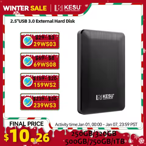 KESU External HDD USB3.0 2.5" Hard Drive 250gb/320gb/500gb/1tb External Hard Disk Storage Compatible