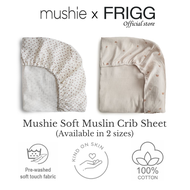 Mushie | Soft Muslin Crib Sheet, For Infant &amp; Newborn Cot Bedding, Pre-Washed, Soft Touch, 100% Cotton, 2 Sizes