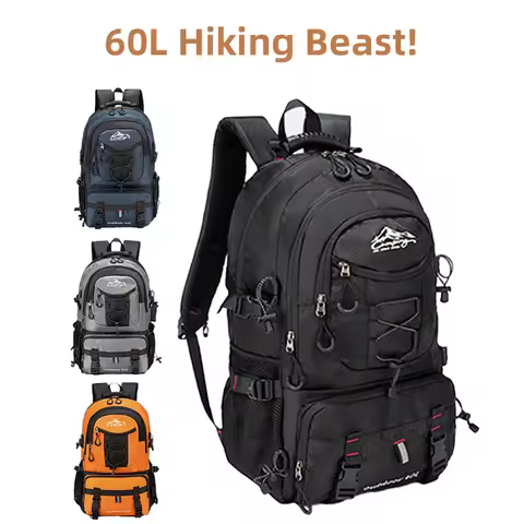60L Backpack Outdoor Hiking Bag, Men's and Women's 60L Large Capacity Backpack, Fashionable Leisure 