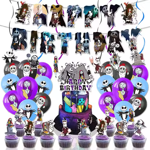 Tim Burton's The Nightmare Before Christmas Balloon Banner Cake Toppers Skeleton Ghost Latex Balloon