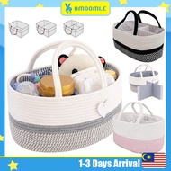Foldable Baby Diaper Caddy Bag Mummy Diaper Bag Organizer Storage Box Cotton Rope Woven Removable Dividers