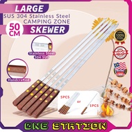 50CM 1PCS 5PCS SUS 304 Stainless Steel Camping Zone Skewer Outdoor BBQ Camping Cooking Utensils Barb