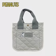 【日本正版授權】史努比 手提袋 便當袋/午餐袋/外出提袋 尼龍夾棉 Snoopy/PEANUTS - 灰色款