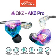 QKZ AK6 Pro In-Ear Earphones 1DD Dynamic Driver HiFi Bass Earbuds with Mic, Removable Cable, Noise C