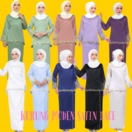 BAJU KURUNG MODEN SULAM DUTCHESS SATIN DUSTY PURPLE BABY BLUE LILAC BLACK TEA GREEN