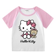 Cute Hello Kitty sando clothing t shirt for kids girl tops 1 2 3 4 5 6 7 8 yrs old baby clothing girls tshirt costume for kid girl Casual tees party supplies Cartoon clothes