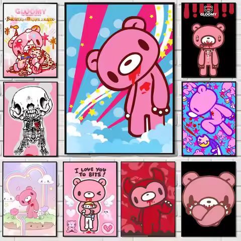 Cartoon G-gloomy Bear Painting Calligraphy Canvas Poster: Crease Free Waterproof Durable All Space W