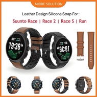 For Suunto Race 2 , Suunto Race , Suunto Race S , Suunto Run Leather + Silicone Design Strap