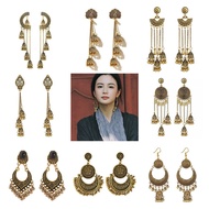 Vintage Silver Tassel Earrings Crescent Carved Bells jhumka earr Earrings Travel Wear Matching Jewel