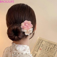 BACK2LIFE Hanfu Hairpins, U-shape Simulation Flower Mesh Flower Hair Stick, Simple Plastic Hair Accessories Hanfu Headdress Chinese Style Hair Clip Hanfu